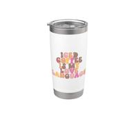 Groovy Love Iced Coffee Saying Is My Language Retro Vaso térmico de acero inoxidable de doble pared