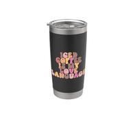 Groovy Love Iced Coffee Saying Is My Language Retro Vaso térmico de acero inoxidable de doble pared
