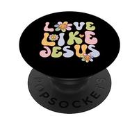 Groovy Love Like Jesus Religious God Christian Graphic PopSockets PopGrip Adhesivo