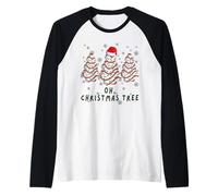 Groovy Oh Christmas Tree Funny Christmas Tree Cake Lovers Camiseta Manga Raglan