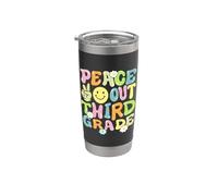 Groovy Peace Out Tercer Grado Niños 3er Grado Último Día Escuela Vaso térmico de acero inoxidable de doble pared