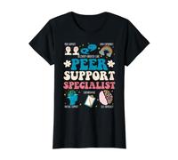 Groovy Peer Support Specialist Art para Hombres y Mujeres Camiseta gráfica económica, Mujer, Negro, S