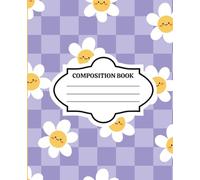 Groovy Purple Checker Composition Notebook: 200-Page Wide Ruled Journal with White Daisy Floral Cover for School, Notes, Writing & Journaling