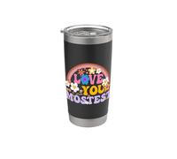 Groovy Retro 70s 60s Romántico My Valentines Love You Mostest Vaso térmico de acero inoxidable de doble pared