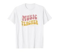Groovy Retro Daisy Music Teacher Camiseta gráfica económica, Hombre, Blanco, L