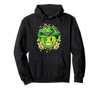 Groovy Shamrock Clover Smile Face - Signo de la Paz para el Día de San Patricio Sudadera con Capucha