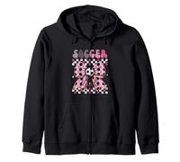 Groovy Soccer Girl Pink Bow, jugadora Deportiva a Cuadros Sudadera con Capucha