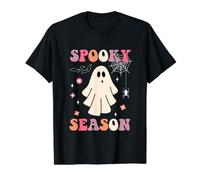 Groovy Spooky Season Halloween, Lindo Fantasma, Temporada Espeluznante Camiseta gráfica económica, Hombre, Negro, S