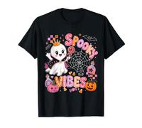 Groovy Spooky Vibes Boo Ghost Girls Lindo Disfraz de Halloween Camiseta