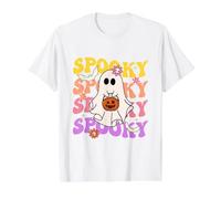 Groovy Spooky Vibes Lindo Fantasma Sosteniendo Calabaza Halloween Camiseta gráfica económica, Hombre, Blanco, XL