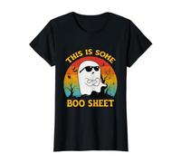 Groovy This Is Some Boo Sheet Ghost Disfraz Retro de Halloween Camiseta gráfica económica, Mujer, Negro, L