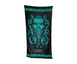 Groovy UK Assassin'S Creed Eivor Valhalla - Toalla de baño, 150 cm de Largo x 75 cm de Ancho, Color Negro