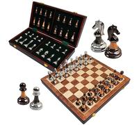 Gross Meister® Lujo Juego de Ajedrez de Madera - Tablero de Ajedrez Plegable con Piezas en Acrílico - Set de Ajedrez Profesional Hecho a Mano - Juegos de Mesa para Adultos