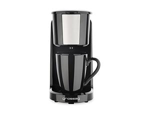 grossag Cafetera individual 1322 KA 8.17 acero inoxidable negro -1 taza cafetera 150 ml filtro permanente 380W