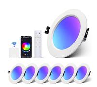 Großcat Downlight LED Empotrable RGB Alexa 10W, Ojos de Buey para Techo 2700K-6000K, Smart Foco Bluetooth, Control Inteligente Con Aplicación con pasarela inteligente y mando a distancia, Juego De 6