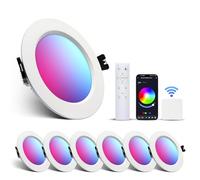 Großcat Downlight LED Techo Empotrable RGBW 230V, Compatible Alexa, RGB & Blanco Frío a Cálido 2700K-6000K, 6 x 10W, Aluminio, Led embutir teto wifi con pasarela inteligente y mando a distancia