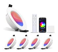 Großcat Downlight LED Techo Empotrable RGBW 230V, Compatible Alexa WIFI, RGB & Blanco Frío a Cálido 2700K-6000K, 4 x 7W, Aluminio, Led embutir teto wifi con pasarela inteligente y mando a distancia