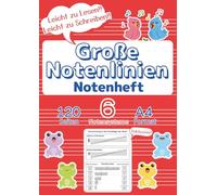 Große Notenlinien Notenheft für Kinder & Anfänger: A4 Format, 120 Seiten, 6 Notensysteme, inklusive Musikgrundlagen-Guide: Leicht beschreibbare ... Rot) (Schlüssel & Linien: Notenhefte)