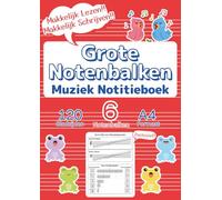 Grote Notenbalken Muziek Notitieboek: Het Perfecte Eerste Muziekpapier voor Kinderen & Beginners | 120 Pagina's, 6 Notenbalken, A4 | Rode Omslag | ... (Sleutel & Notenbalk: Muzieknotitieboeken)
