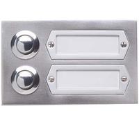 Grothe Placa de Aluminio ETA502GA anodizado, EV155532, Montaje en Superficie, 2 Botones de Timbre, Color Plateado