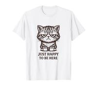 Grouchy Cat Cute But Moody Just Happy To Be Here Retro Camiseta
