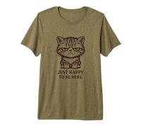 Grouchy Cat Cute But Moody Just Happy To Be Here Retro Camiseta Premium