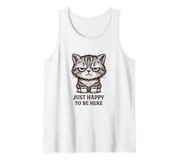 Grouchy Cat Cute But Moody Just Happy To Be Here Retro Camiseta sin Mangas