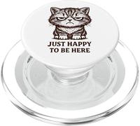 Grouchy Cat Cute But Moody Just Happy To Be Here Retro PopSockets PopGrip para MagSafe
