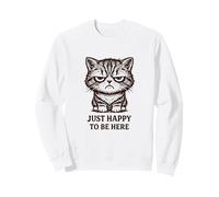 Grouchy Cat Cute But Moody Just Happy To Be Here Retro Sudadera
