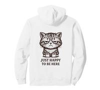 Grouchy Cat Cute But Moody Just Happy To Be Here Retro Sudadera con Capucha