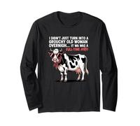 Grouchy Old Woman Cow Full Time Job Funny tee Manga Larga