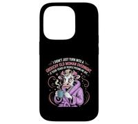 Grouchy Old Woman Funny Cow Coffee SASS Carcasa para iPhone 14 Pro