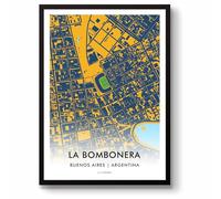GroundDesigns Boca Juniors La Bombonera - Póster de fútbol Argentina, sin marco, tamaño A3, impresión de mapa de Buenos Aires