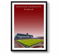 GroundDesigns BRENTFORD FC - Póster de fútbol americano GTECH COMMUNITY Stadium sin marco, tamaño A3, impresión BFC