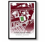 GroundDesigns Heart of Midlothian - Mapa artístico con diseño de corazón de Midlothian de Tynecastle Park, sin marco, tamaño A3, diseño de corazones