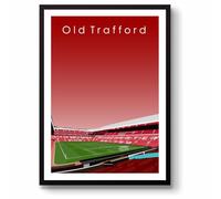 GroundDesigns Man United - Póster de fútbol de Manchester Stadium, sin marco, tamaño A3