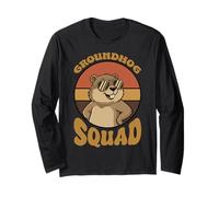 Groundhog Squad Happy Groundhog Day Retro Vintage Manga Larga
