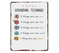 Grounding Method Metal Sign 5 4 3 2 1 Technique for Anxiety Mental Health Coping Skill Calming Mindfulness Guide Aluminum Wall-Art for Home Office 8 X 12 inch