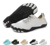 Grounding Shoes with Copper for Men Women, Waterproof Non-Slip Barefoot Hiking & Outdoor Shoes, Quick-Dry, Wide Toe, Orthopedic Comfort for Travel, Beach, & Trail Running (H01-Gray,44.5)