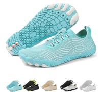 Grounding Shoes with Copper for Men Women, Waterproof Non-Slip Barefoot Hiking & Outdoor Shoes, Quick-Dry, Wide Toe, Orthopedic Comfort for Travel, Beach, & Trail Running (H01-Peacock Blue,38)