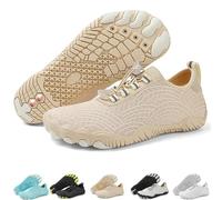 Grounding Shoes with Copper for Men Women, Waterproof Non-Slip Barefoot Hiking & Outdoor Shoes, Quick-Dry, Wide Toe, Orthopedic Comfort for Travel, Beach, & Trail Running (H01-Apricot,38.5)