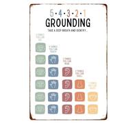 Grounding Skills Metal Sign 54321 Awareness Exercise Prompt for Teens Adults Calming Toolkit Bedroom Reading Nook Library Decor 8 X 12 inch