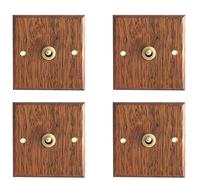 grounds 4X Interruptor de Panel de Madera Maciza Tipo 86, Luz de Pared, Interruptor de Palanca de Latón Retro, Interruptor Eléctrico de Grano de Madera, Enchufe 1 Interruptor
