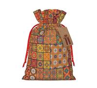 Group Of Moroccan Geometric 1 Pcs Christmas Drawstring Gift Bag 11.9 x 17.5 cm, para regalar en fiestas de vacaciones