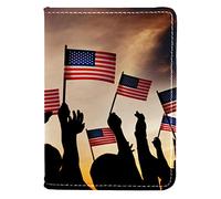 Group of People Waving American Flags in Back Lit Passport Holder for Women and Men, Travel Passport Wallet Passport Cover Travel Documents Organizer, Varios colores, 10x14cm/4x5.5 in
