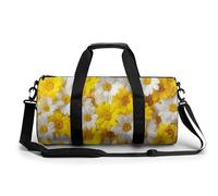 Group of White and Yellow Daisies - Bolsa de viaje para gimnasio para mujeres y hombres, bolsa de deporte cilíndrica con correa para el hombro