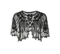 Grouptap 1920 gatsby mantón bolero lentejuela capa shrug shrug para las mujeres negras flapper art deco vestido de la vendimia vestido (Negro, Un tamaño)