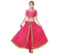 Grouptap Bollywood Lehenga Choli Mujer India Anarkali Saree señoras Fiesta de Bodas diseñador Blusa de Baile Vestido Rosa Traje de Lengha (Rosa, 152-172 cm, 45-70 kg)