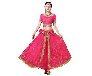 Grouptap Bollywood Lehenga Choli Mujer India Anarkali Saree señoras Fiesta de Bodas diseñador Blusa de Baile Vestido Rosa Traje de Lengha (Rosa, 152-172 cm, 45-70 kg)