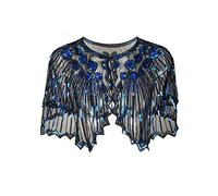 Grouptap Gatsby Lavanda Azul 1920 mantón Bolero Lentejuelas Capa Encogimiento de Hombros para Mujeres Damas Flapper Art Deco Vestido Vintage Disfraz (Azul Lavanda, Un tamaño)